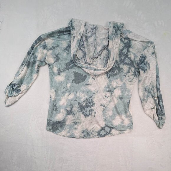 Cynthia Rowley Pullover Hoodie Womens XL 100% Linen Green Marbled Coastal Resort - Picture 3 of 11